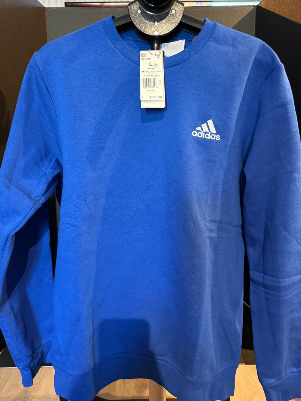 adidas Royal Blue Feelcozy Crewneck Sweatshirt for men size Large